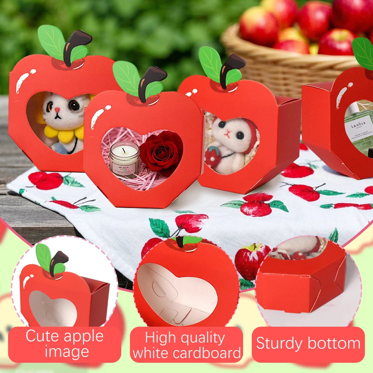 Food Like Snacks - กล่องขนมรูปหัวใจแบบหน้าต่างใส 10/20 ชิ้น กล่องของขวัญขนาดเล็กสีแดง สำหรับใส่ขนมหวาน ของขวัญสำหรับงานโรงเรียน