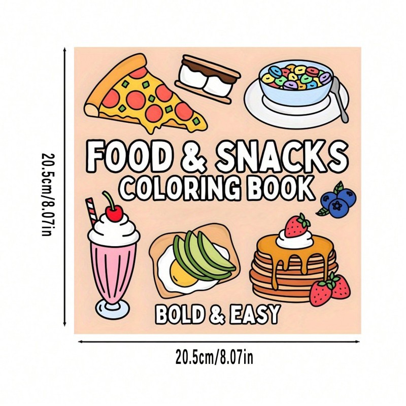 Food Snacks Drawing - สมุดระบายสีธีมอาหารและขนมขบเคี้ยวแบบใหม่ สมุดวาดภาพและระบายสีสำหรับผู้ใหญ่