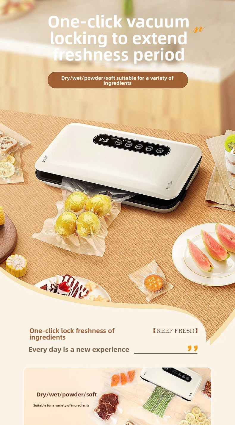 Food Snack - เครื่องซีลสูญญากาศขนาดเล็กแบบอัตโนมัติสำหรับใช้ในครัวเรือน เครื่องซีลอาหารสำหรับเก็บรักษาอาหารว่างให้สดใหม่