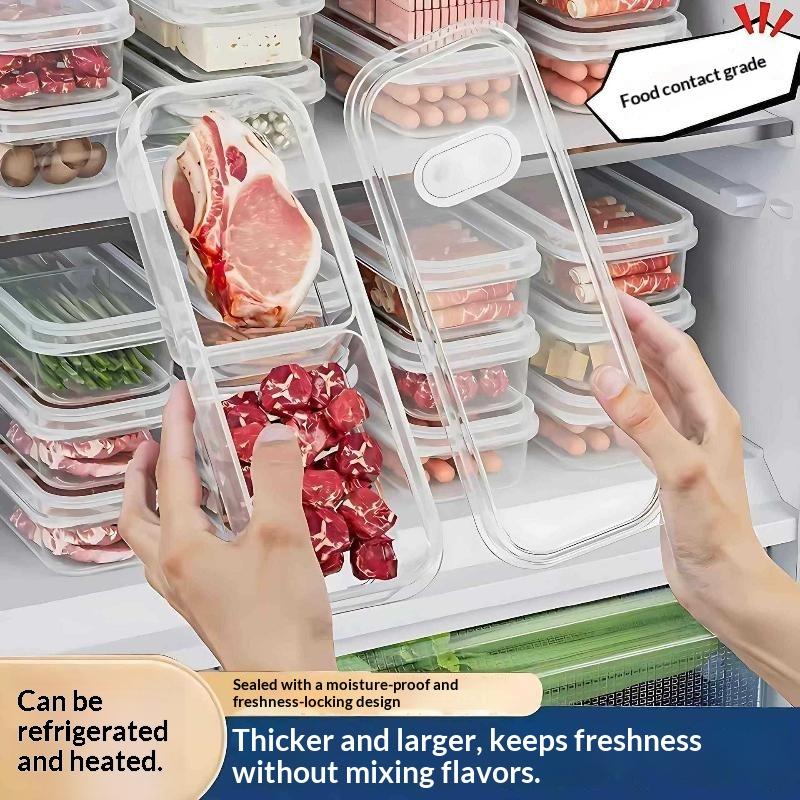 Food Packed Snacks - กล่องเก็บอาหารแบบซ้อนกันได้สำหรับตู้เย็นและตู้แช่แข็ง 1 ชิ้น กล่องเก็บของทรงสี่เหลี่ยมสำหรับจัดระเบียบของว่างในครัว
