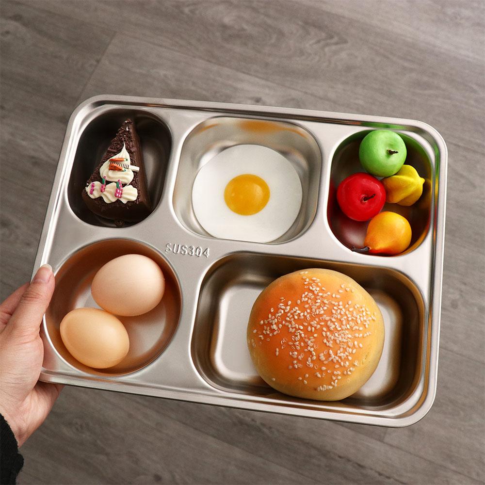 Food Platter Snacks - ถาดอาหารสี่เหลี่ยมสำหรับผู้ใหญ่ แบ่งช่องใส่อาหาร ทำจากสแตนเลส ใช้สำหรับเสิร์ฟอาหาร