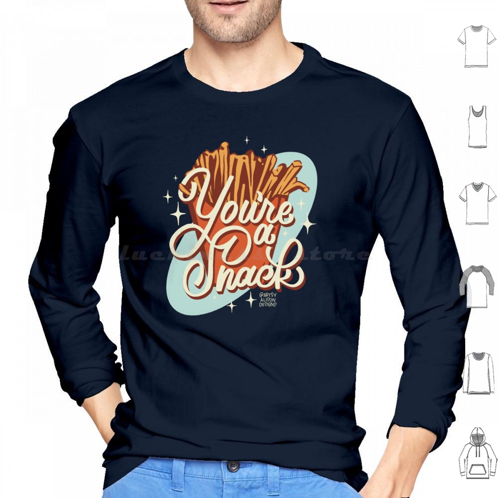 Food Snacks Drawing - คุณเป็นเสื้อฮู้ดลายอาหารน่ารัก แขนยาว ผ้าฝ้าย ลายเส้นน่ารัก ตัวอักษรแบบคอลลิกราฟี สไตล์ผู้หญิง