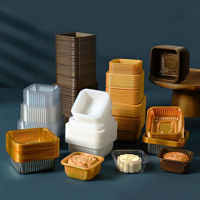 Food Like Snacks - 100pcs Mooncake ถาดพลาสติกสัตว์เลี้ยง Pastry เค้กไข่แดงกรอบ Thicken