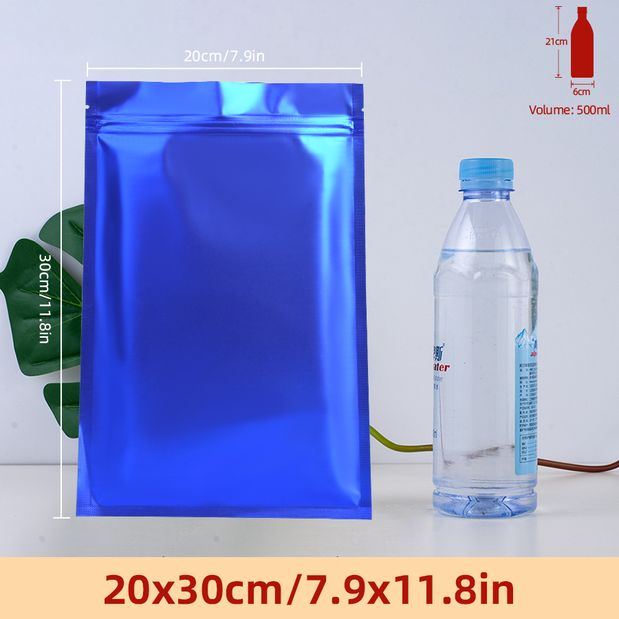 Food Snack - 100 ชิ้น ถุงซิปฟอยล์สีน้ำเงินด้าน, ถุงเก็บของแบบใช้ซ้ำได้สำหรับขนมโฮมเมด, อาหารประจำวันแบบต่างๆ แพ็คสินค้าชิ้นเล็ก