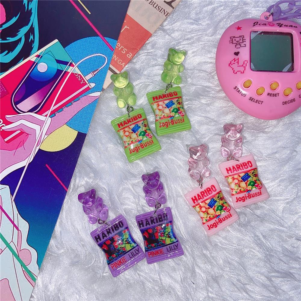 Food E Snacks - Y2K Mini Candy หมีที่มีสีสัน E-สาวต่างหูแฟชั่นผู้หญิงน่ารัก Charm