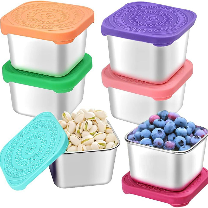 Food Snacks For School - กล่องใส่อาหารสแตนเลส 1 ชิ้น พร้อมฝาซิลิโคน กล่องอาหารกลางวันแบบใช้ซ้ำได้สำหรับโรงเรียน การเดินทาง