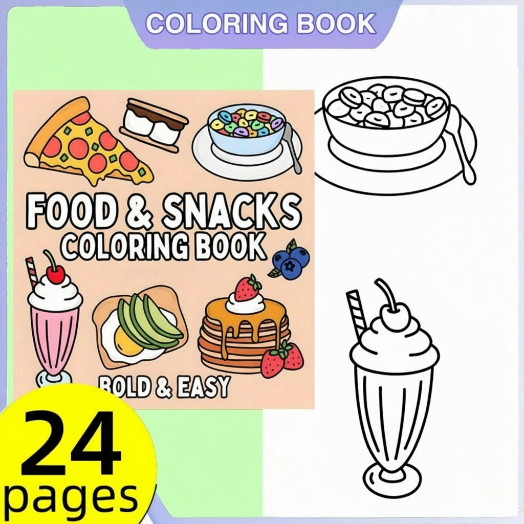 สมุดระบายสีธีมอาหารและขนมขบเคี - Food Snacks Drawing บทวิจารณ์และราคา
