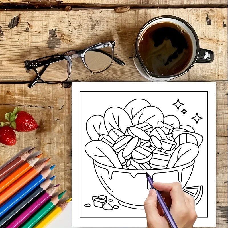 สมุดระบายสีอาหารและขนมง่ายๆ สำ - Food Snacks Drawing บทวิจารณ์และราคา