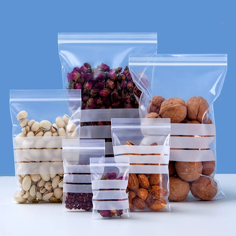 ถุงซิปล็อคใสพลาสติก PE 200 ชิ้ - Food Snacks Logos บทวิจารณ์และราคา