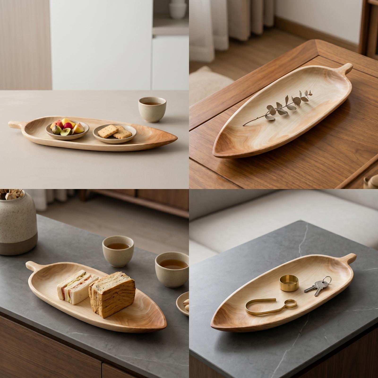 ถาดเสิร์ฟไม้บีชดีไซน์ใบไม้พร้อ - Food Platter Snacks บทวิจารณ์และราคา