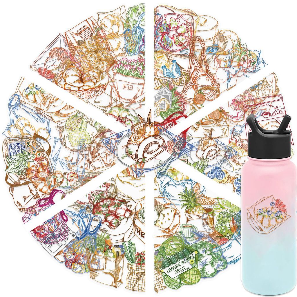 สติกเกอร์กันน้ำลายเส้นสีอาหาร  - Food Snacks Drawing บทวิจารณ์และราคา