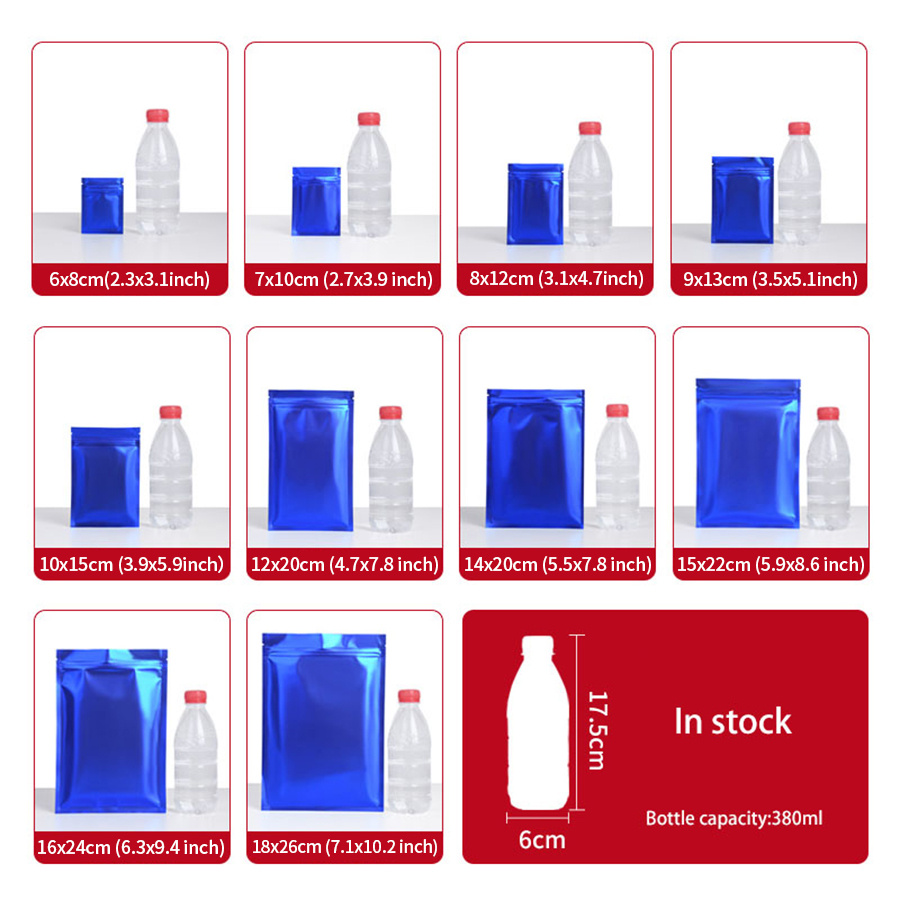 100 ชิ้น ถุงซิปฟอยล์สีน้ำเงินด - Food Snack บทวิจารณ์และราคา