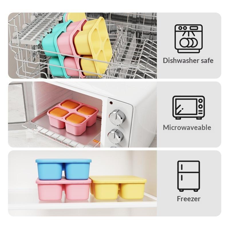 กล่องใส่ขนมซิลิโคนเกรดอาหาร 4  - Food Snacks For School บทวิจารณ์และราคา
