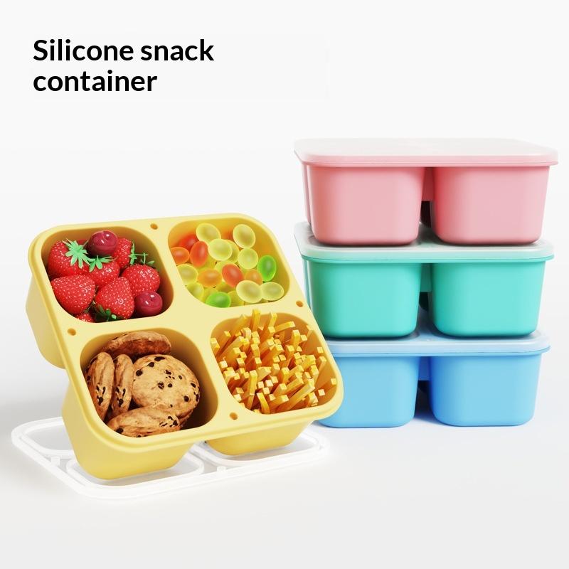 กล่องใส่ขนมซิลิโคนเกรดอาหาร 4  - Food Snacks For School บทวิจารณ์และราคา