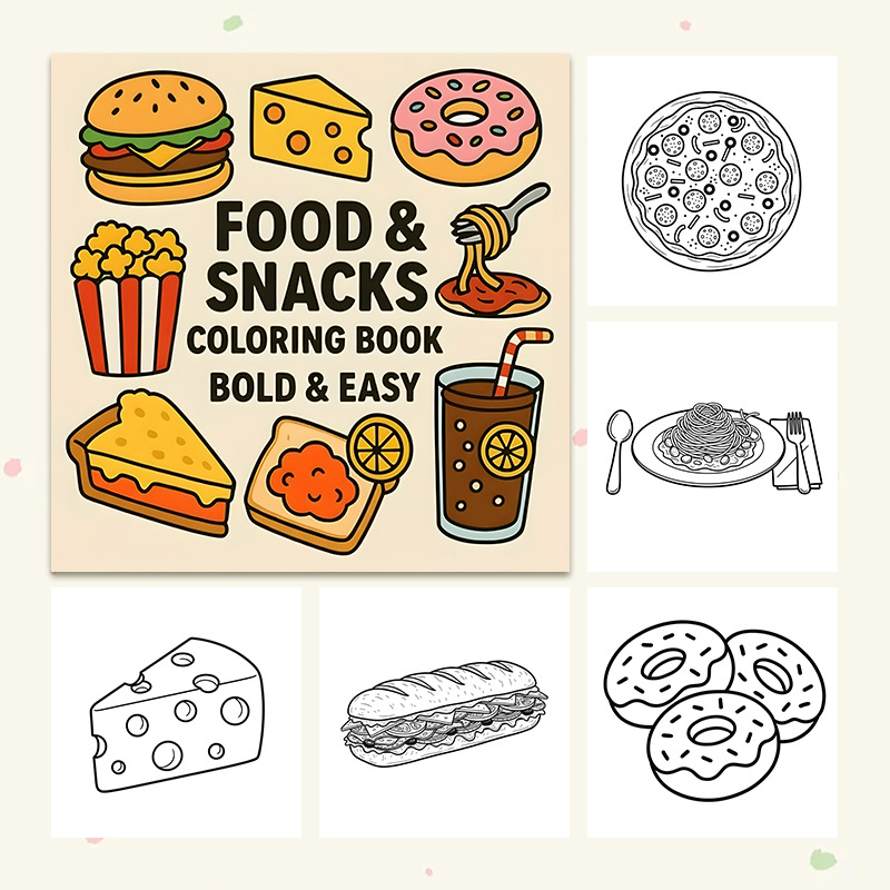 สมุดระบายสีธีมอาหารและขนมขบเคี - Food Snacks Drawing บทวิจารณ์และราคา