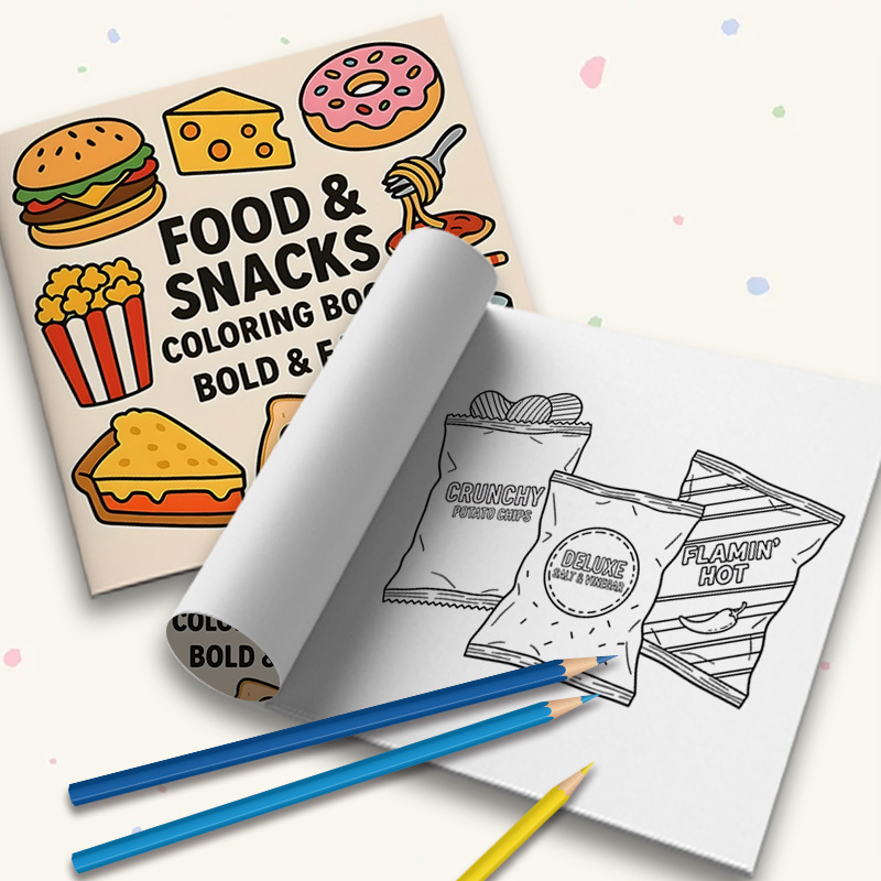 สมุดระบายสีธีมอาหารและขนมขบเคี - Food Snacks Drawing บทวิจารณ์และราคา